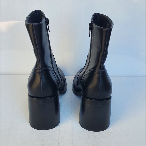 Steve Madden Phillie Womens Black Leather Block Heel Almond Toe Ankle Boot NWOB - Picture 6 of 14